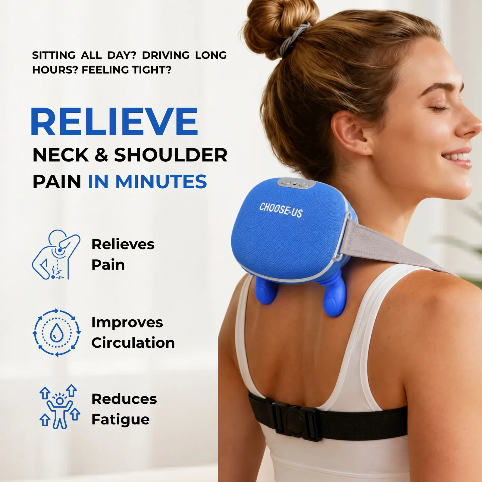 Relieve neck and shoulder pain in minutes — relieves pain, improves circulation, reduces fatigue